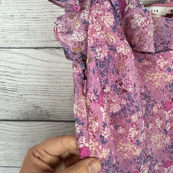 LUSH Women's Floral Purple Pink Spring Summer Ruffle Midi Dress Size Medium - Picture 4 of 9